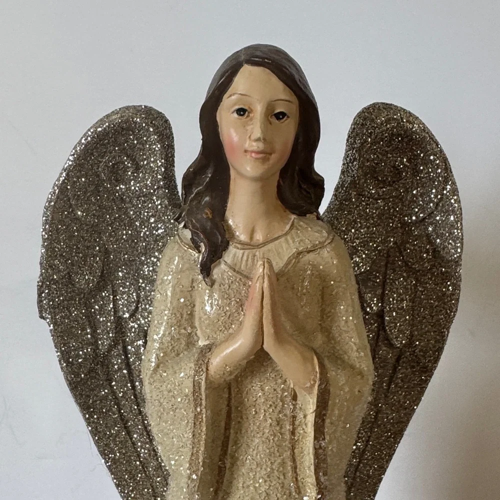 Elegant Praying Faith Angel Figurine with Glittering Wings